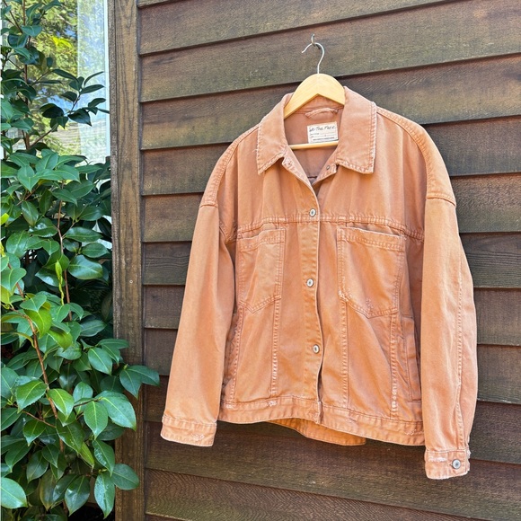 We the Free Pumpkin Orange Denim Jacket - Picture 1 of 6